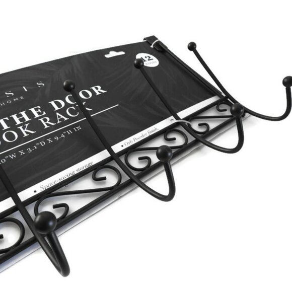 NWT Oasis Home Black Metal Over The Door Hook Rack 6 Hooks - Picture 5 of 5